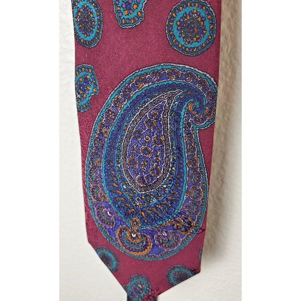 Robert Talbott for Nordstrom Burgundy Paisley 100% Italian Silk Tie Made in USA